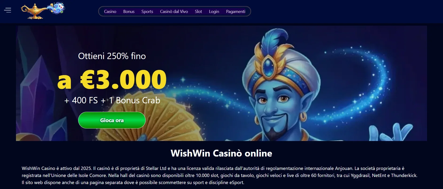 Recensione Wishwin Casino